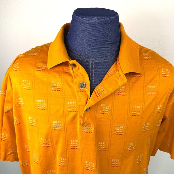 AXIS Men’s 100% Mercerized Cotton Orange Textured Pattern Polo Shirt Size XL - Picture 5 of 9